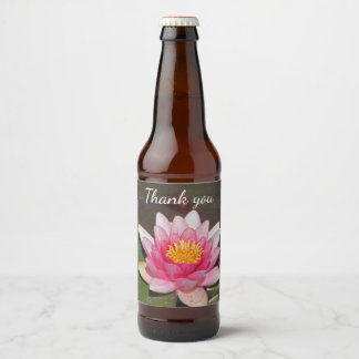 Vielen Dank für Ihr Dankeschön Wasser Lily Floral Bierflaschenetikett