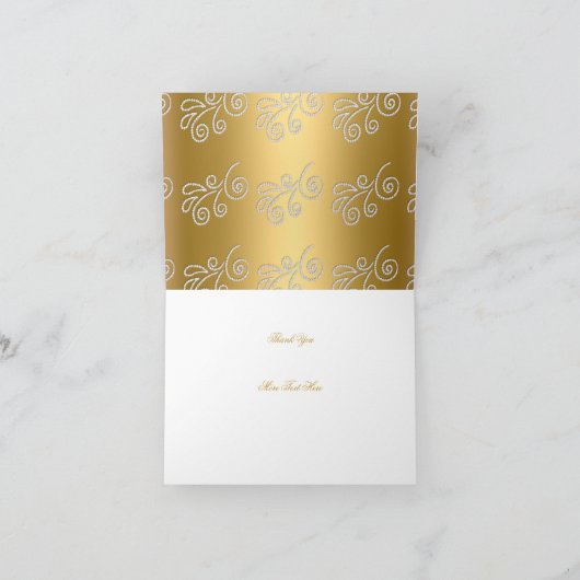Vielen Dank für Ihr elegantes Gold Silberlace Diam Dankeskarte (Innenseite)