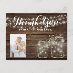Vielen Dank für Ihr Foto Card Rustic Wedding Mason Postkarte