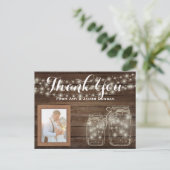 Vielen Dank für Ihr Foto Card Rustic Wedding Mason Postkarte (Stehend Vorderseite)
