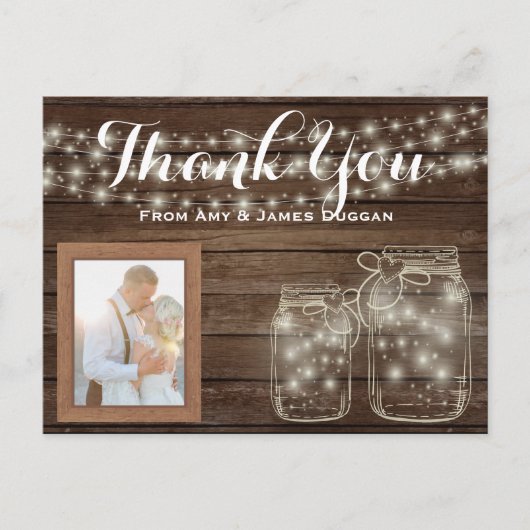Vielen Dank für Ihr Foto Card Rustic Wedding Mason Postkarte (Vorderseite)