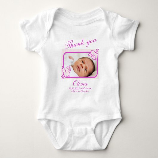 Vielen Dank für Ihr Foto zur Ankündigung der Gebur Baby Strampler (Vorderseite)