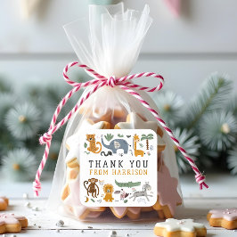 Vielen Dank für Ihr Geburtstag Zwei Wildtiere Tier Quadratischer Aufkleber