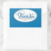 Vielen Dank für Ihr Geschäft, Blue Script Rechteckiger Aufkleber (Tasche)