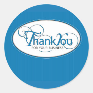 Vielen Dank für Ihr Geschäft, Blue Script Runder Aufkleber