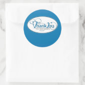 Vielen Dank für Ihr Geschäft, Blue Script Runder Aufkleber (Tasche)