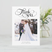 Vielen Dank für Ihr Herz-Script-Hochzeitsskript-Fo Dankeskarte (Stehend Vorderseite)