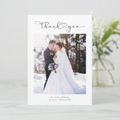 Vielen Dank für Ihr Herz-Script-Hochzeitsskript-Fo Dankeskarte (Stehend Vorderseite)