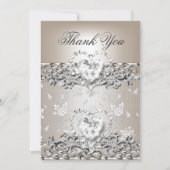 Vielen Dank für Ihr Hochzeitsgeschenk Silbercreme Dankeskarte (Vorderseite)