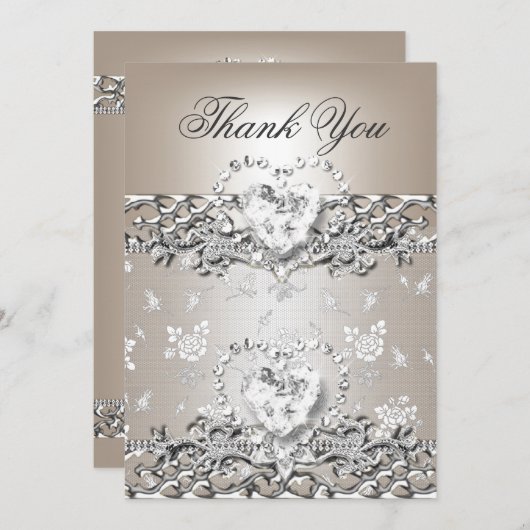 Vielen Dank für Ihr Hochzeitsgeschenk Silbercreme Dankeskarte (Vorne/Hinten)