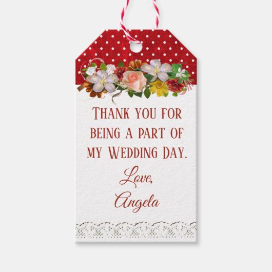 Vielen Dank für Ihr Hochzeitsgeschenk Tag Burgundy Geschenkanhänger (Vorderseite)