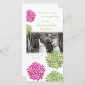 Vielen Dank für Ihr Hot Pink & Green Blooms Hochze Dankeskarte (Vorne/Hinten)
