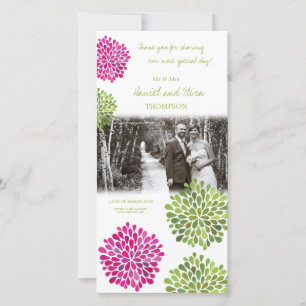 Vielen Dank für Ihr Hot Pink & Green Blooms Hochze Dankeskarte