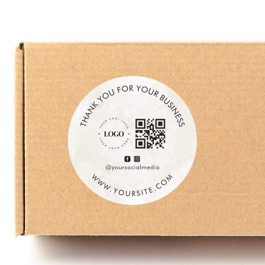 Vielen Dank für Ihr individuelles Firmenlogo QR Co Runder Aufkleber