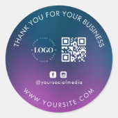 Vielen Dank für Ihr individuelles Firmenlogo QR Co Runder Aufkleber (Vorderseite)