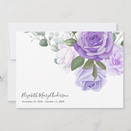 Vielen Dank für Ihr Interesse an der Lila Gedenkst Dankeskarte (Rückseite)