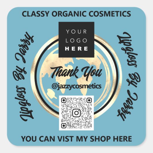 Vielen Dank für Ihr Interesse an QR-Logo World Map Quadratischer Aufkleber (Vorderseite)