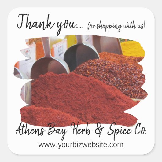 Vielen Dank für Ihr Interesse an unserem Business  Quadratischer Aufkleber (Vorderseite)