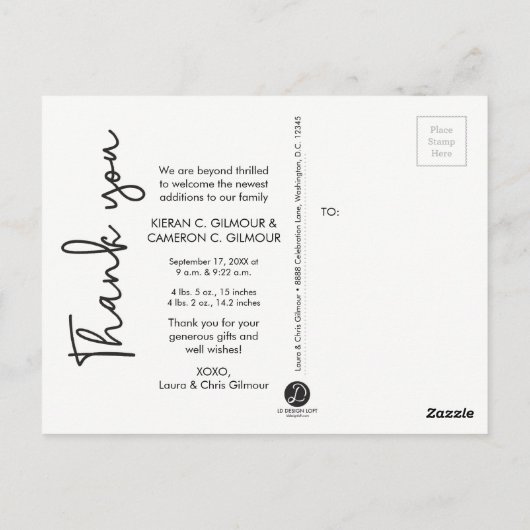 Vielen Dank für Ihr Interesse an Zwin Baby Birth A Postkarte (Rückseite)