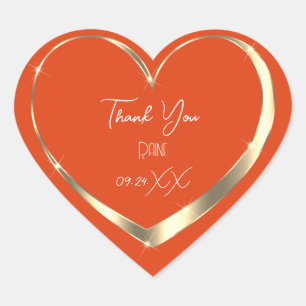 Vielen Dank für Ihr Interesse Coral Gold Heart Bri Herz-Aufkleber