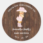Vielen Dank für Ihr Kommen Cowgirl Western Baby Sh Runder Aufkleber (Vorderseite)