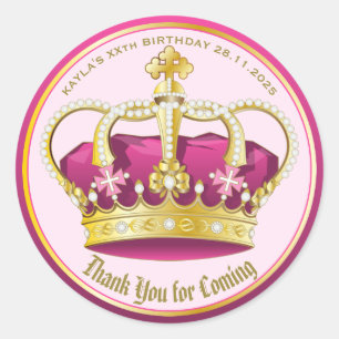 Vielen Dank für Ihr Kommen Pearl Crown Gold Pink  Runder Aufkleber
