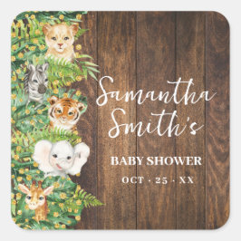 Vielen Dank für Ihr Kommen Safari Rustic Baby Show Quadratischer Aufkleber