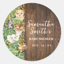 Vielen Dank für Ihr Kommen Safari Rustic Baby Show Runder Aufkleber