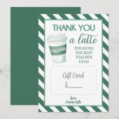 Vielen Dank für Ihr Latte - Teacher Geschenkvorlag Dankeskarte (Vorne/Hinten)