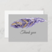 Vielen Dank für Ihr Lila Gold Feather Dankeskarte (Vorne/Hinten)