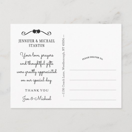 Vielen Dank für Ihr Lila gotisches Halloween-Postk Postkarte (Rückseite)