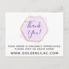 Vielen Dank für Ihr Lila Watercolor & Modern Gold Postkarte