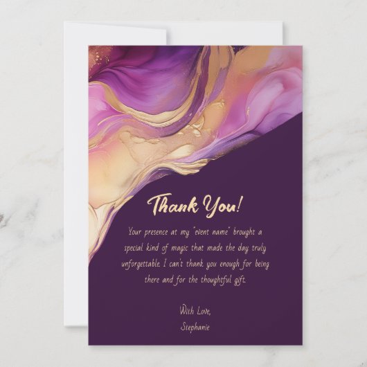 Vielen Dank für Ihr modernes Abstraktes Lila Rosa  Einladung (Vorderseite)