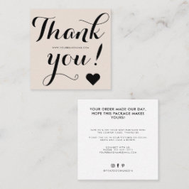 Vielen Dank für Ihr modernes beigefarbenes Schwarz Quadratische Visitenkarte