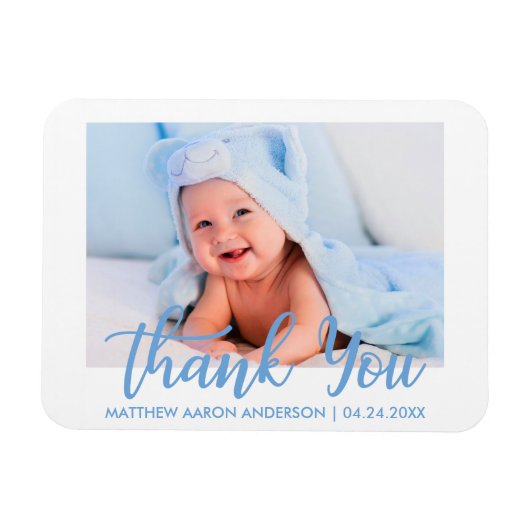Vielen Dank für Ihr modernes New Baby Boy Blue Magnet (Horizontal)