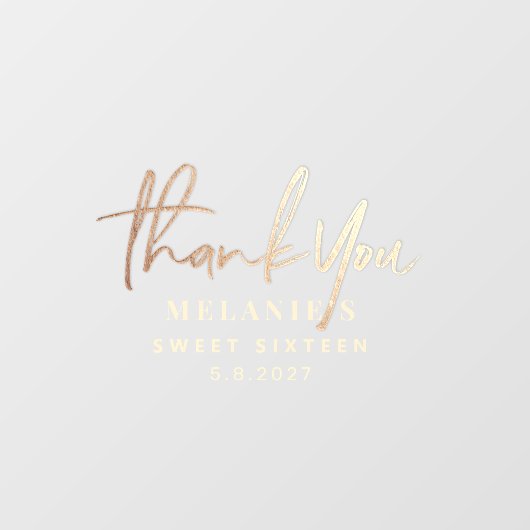Vielen Dank für Ihr Personalisiertes 16. Bridal Go Fensteraufkleber (Blatt)