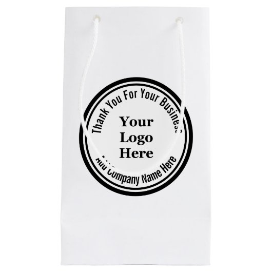 Vielen Dank für Ihr Schwarz-weißes Firmenlogo Kleine Geschenktüte (Vorderseite)