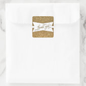 Vielen Dank für Ihr Script, Gold Glitzer & Angular Quadratischer Aufkleber (Tasche)