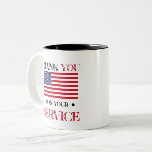 Vielen Dank für Ihr Service American Flag Zweifarbige Tasse (Vorderseite Links)