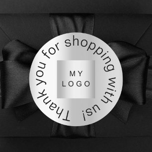 Vielen Dank für Ihr Shopping-Logo Silber Runder Aufkleber