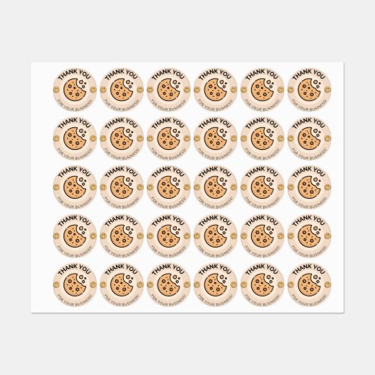 Vielen Dank für Ihr Unternehmen, Cookie Aufkleber (Blatt)