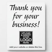 Vielen Dank für Ihr Unternehmen mit Logo Fotoplatte (Vorderseite)