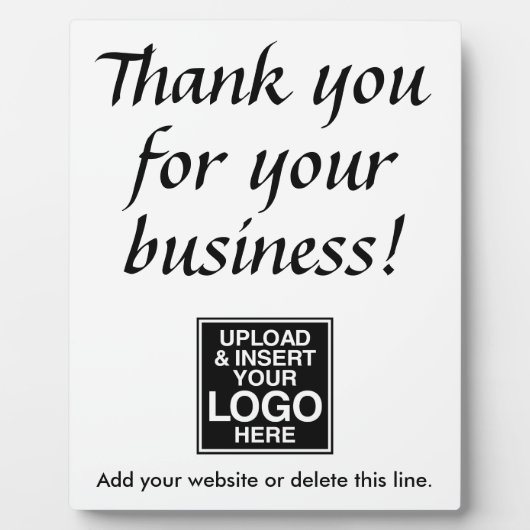 Vielen Dank für Ihr Unternehmen mit Logo Fotoplatte (Vorderseite)