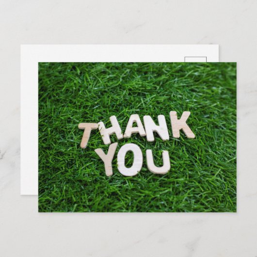 Vielen Dank für Ihr Wort auf grünem Gras Hintergru Postkarte (Vorne/Hinten)