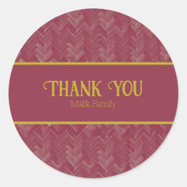 Vielen Dank für Ihr Zickzack Muster Luxus Red Cust Runder Aufkleber