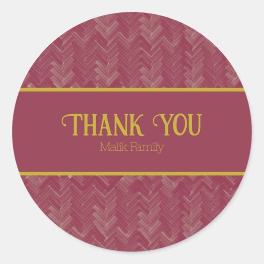 Vielen Dank für Ihr Zickzack Muster Luxus Red Cust Runder Aufkleber (Vorderseite)