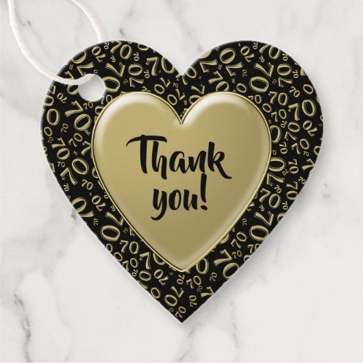 Vielen Dank für Ihre 70. Coole Zahlenmuster Gold u Geschenkanhänger (Vorderseite)
