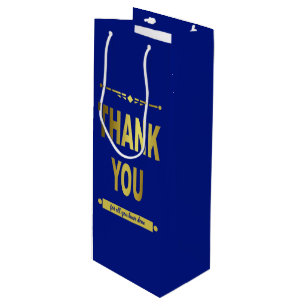 Vielen Dank für Ihre Anerkennung Blue Gold Typogra Geschenktüte Für Weinflaschen