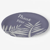 Vielen Dank für Ihre Anerkennung Lila Leaf-Silhoue Pappteller (Schrägansicht)