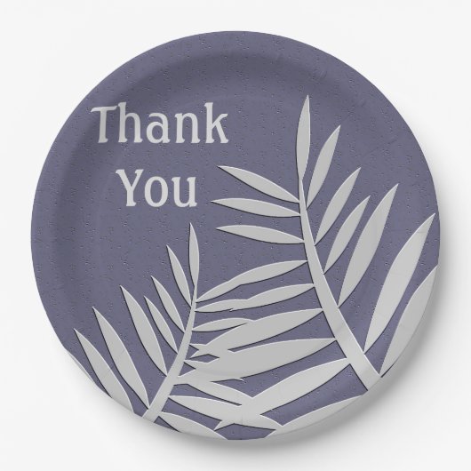 Vielen Dank für Ihre Anerkennung Lila Leaf-Silhoue Pappteller (Vorderseite)